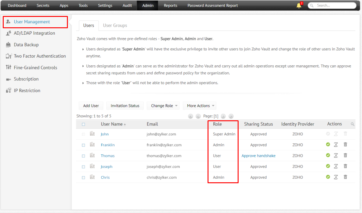 อันดับ 10: Zoho Vault – ดีที่สุดสำหรับผู้ใช้ Zoho ที่มีอยู่